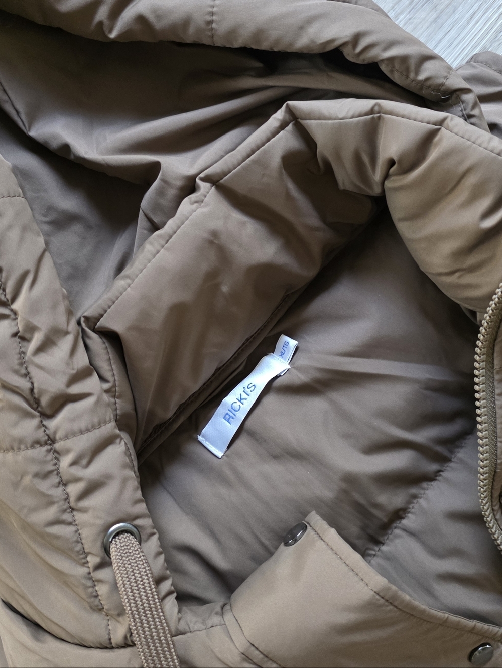 Ricki's Quilted Hooded Puffer Vest in Camel Brown - Picture 2 of 2
